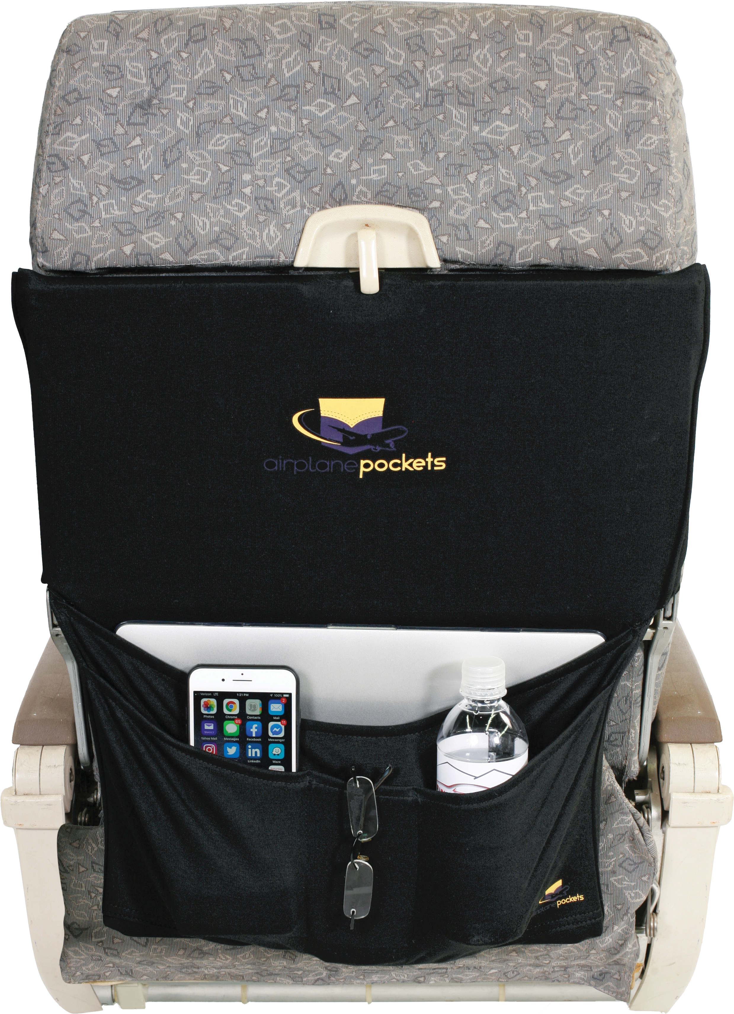 Airplane Pockets Tray Table Cover with Four Expandable Pockets