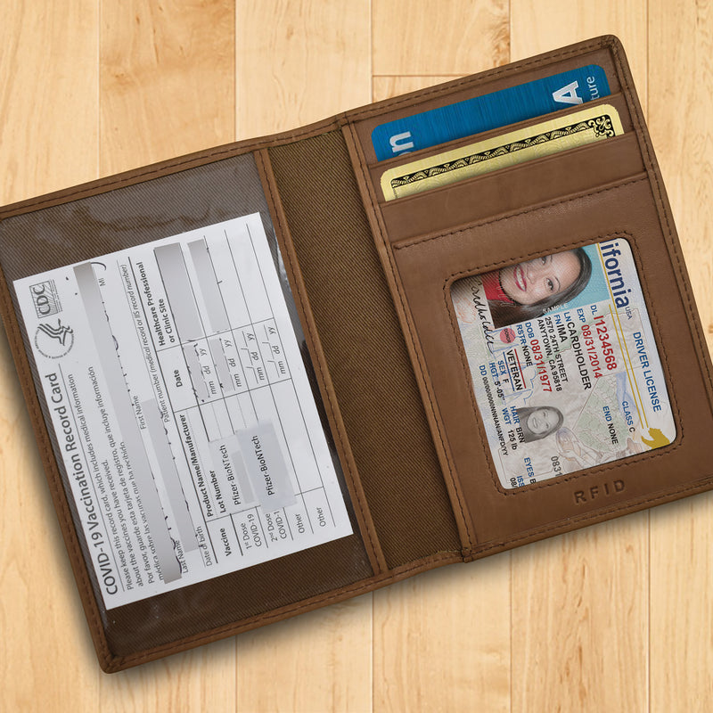 ILI New York RFID Leather Passport Cover / Vax Card Holder 6753RFB