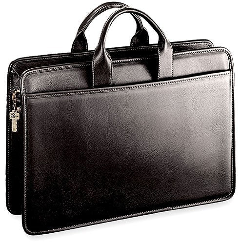 Jack Georges Belting Double Gusset Flap Over Briefcase - Tan