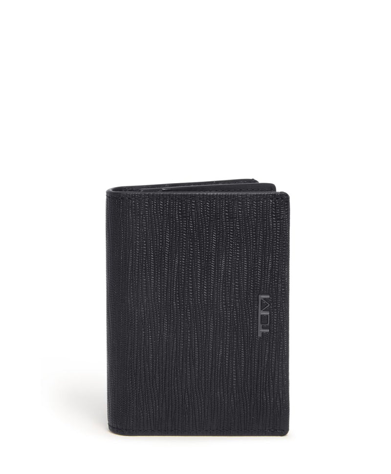 Tumi Nassau Gusseted Card Case 152375 Black Embossed