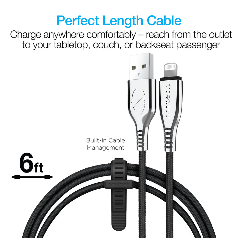 Hypercel TITANIUM USB to Lightning Braided Cable | 6ft | 15495 Black