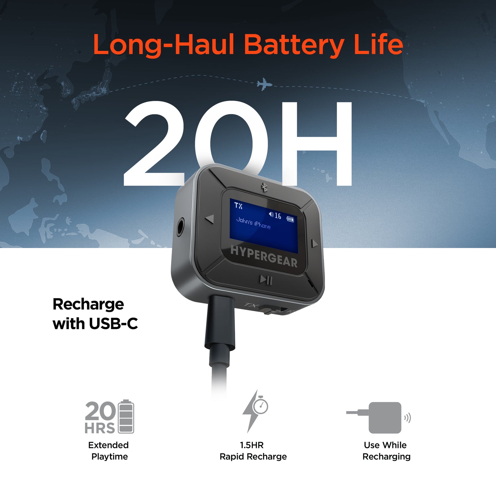 Hypercel IntelliCast Flight Wireless Audio Adapter | Transmitter + Rec