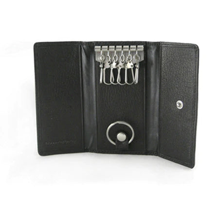 Osgoode Marley Long 6-Hook Leather Key Case with Valet Ring Black 1593