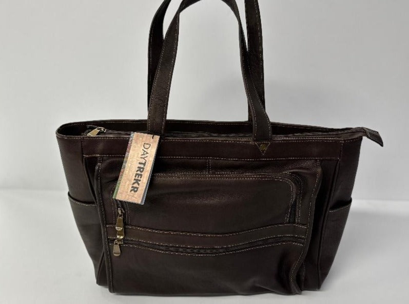 Day Trekr Leather Zip Top Shopping Tote 771-2306