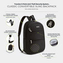 Travelon Anti-Theft Classic Convertible Sling Backpack 43719 Black