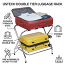 Private Label 2-Tier X-Shaped Steel Luggage Rack with Nylon Straps & Rubber Feet 71054