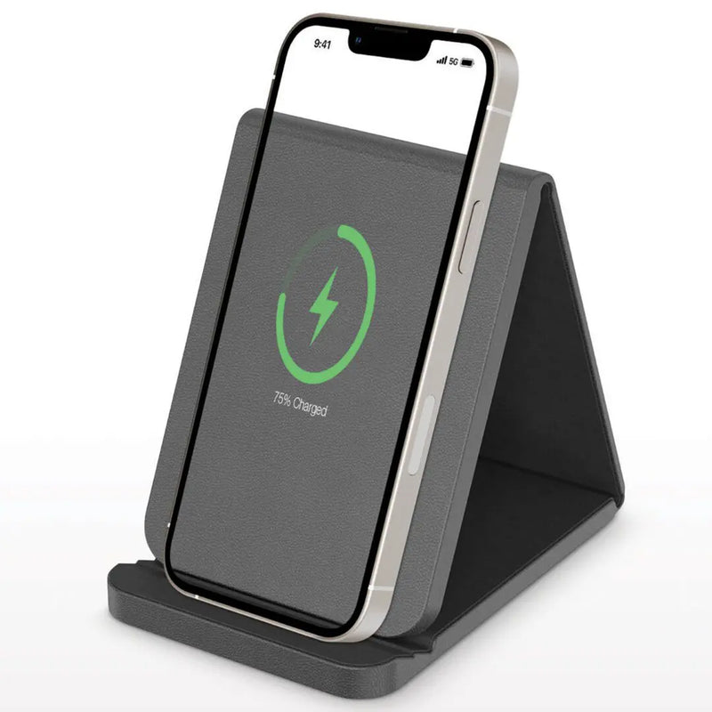 Phunkeetree Wireless Folding Leather Charging Stand foldbl Black