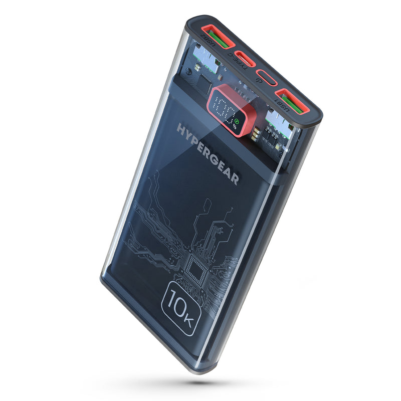 Hypercel 10,000mAh | ClearCharge Transparent Fast Charge Power Bank wi