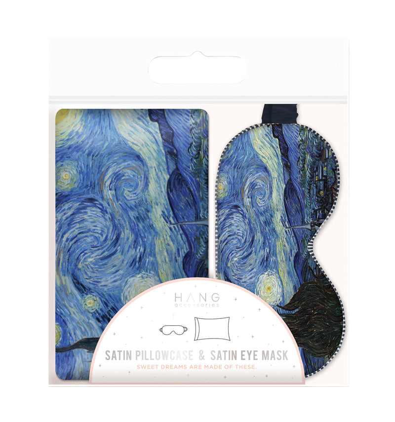 Hang Accessories Van Gogh Starry Night Satin Pillow & Eye Mask Set ZZSET13