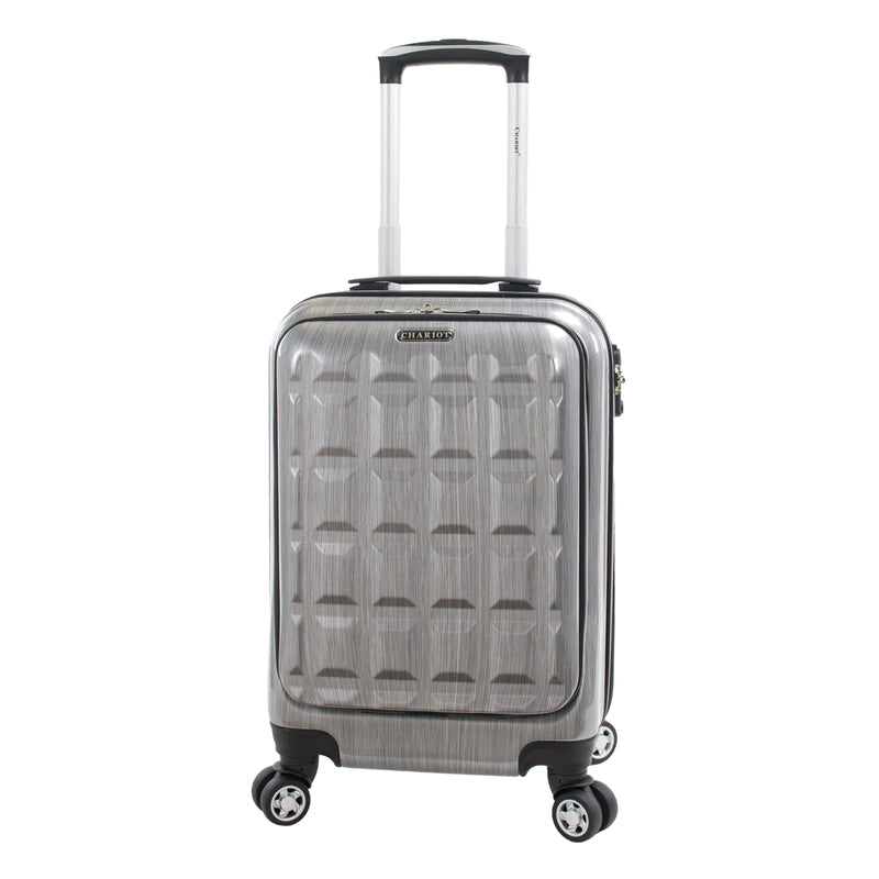 Chariot 20" Hardside Carry-On Duro with Front Pocket Silver CH-505