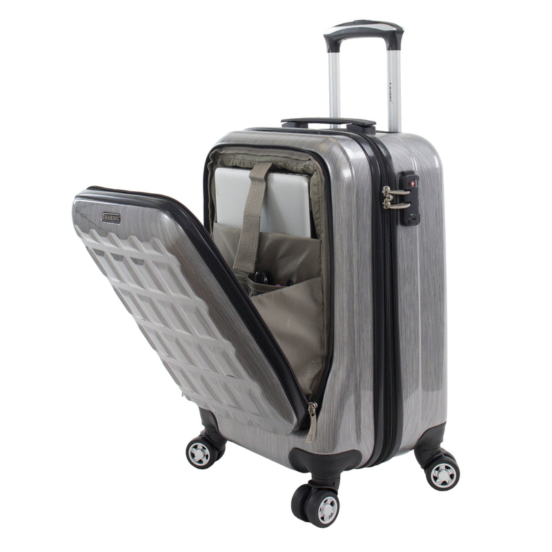 Chariot 20" Hardside Carry-On Duro with Front Pocket Silver CH-505