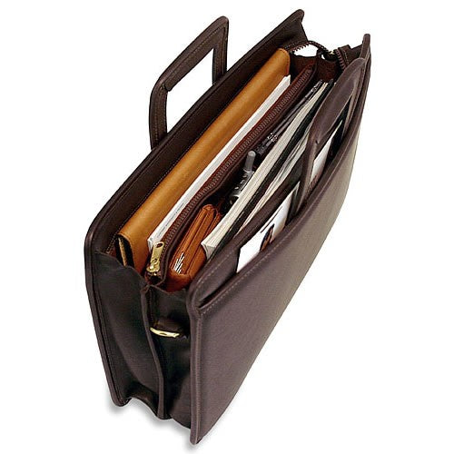 Jack Georges University Collection 2296 Double gusset top zip tri-pocket portfolio Briefcase