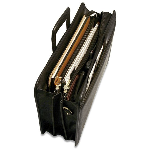Jack Georges University Collection 2299 Triple gusset top zip tri-pocket portfolio Briefcase
