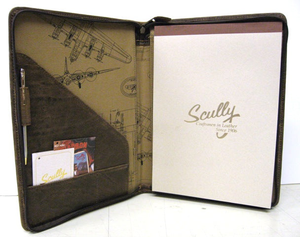 Scully 5012Z-10-29 Brown Aero Squadron Leather Letter Zip Padholder
