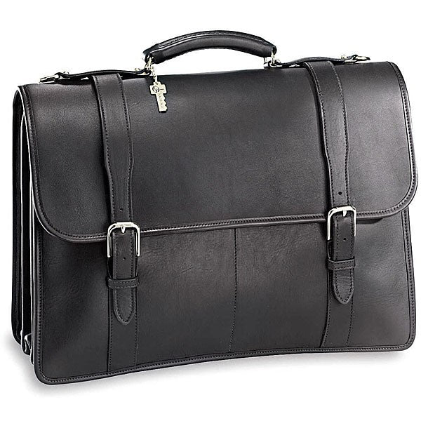 Jack Georges University Collection 2499 Oversized triple gusset flap over with buckle straps