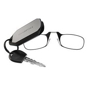 Thin Optics Reading Glasses on a Silver Keychain KC